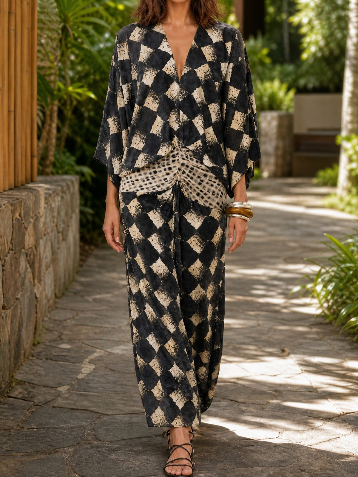 Maelia | Vestido Largo Estampado Mosaico Mediterráneo Mujer