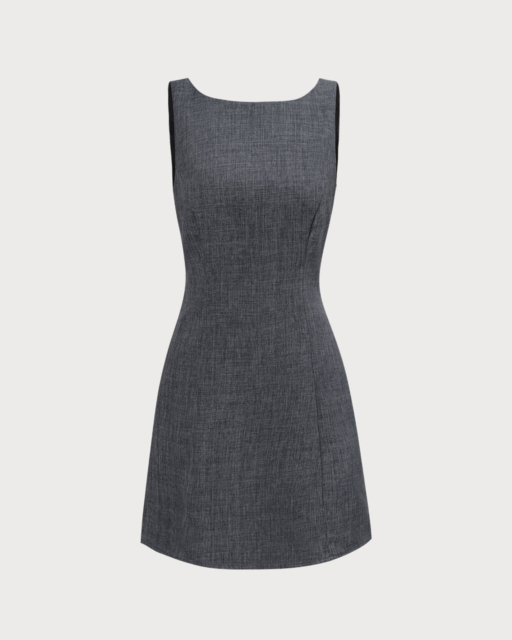 Rosario | Vestido Corto Gris Sin Mangas con Escote Barco