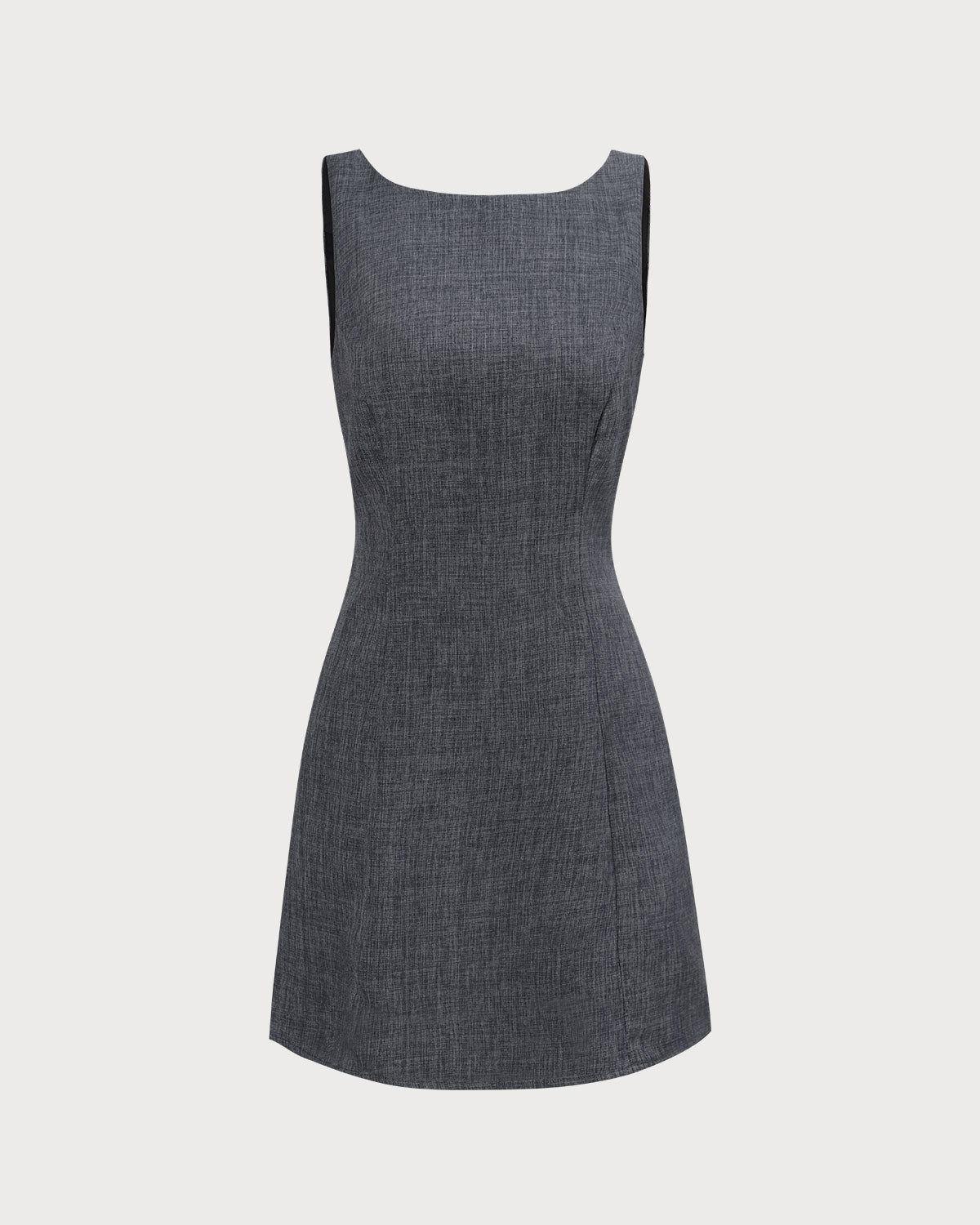 Rosario | Vestido Corto Gris Sin Mangas con Escote Barco