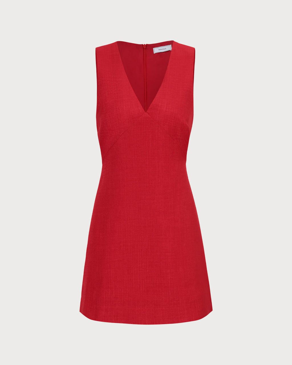 Yolanda | Vestido Corto Rojo de Lino Sin Mangas con Escote en V
