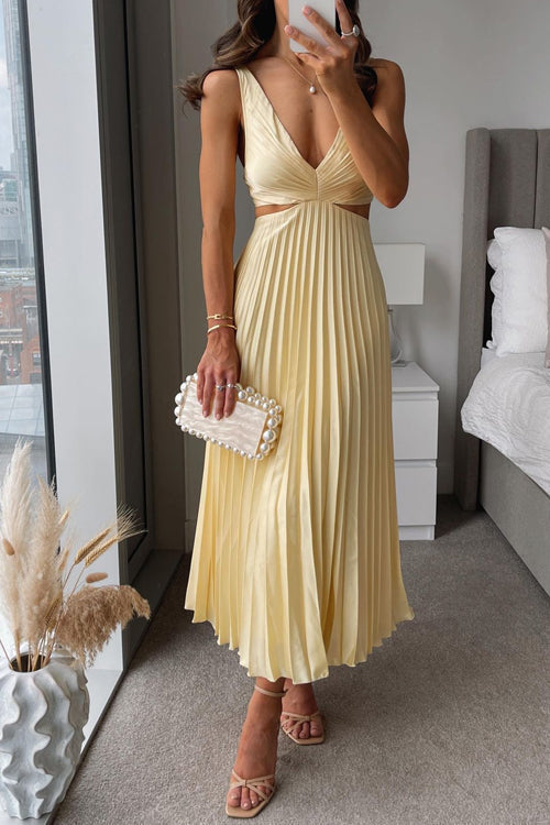 Cecilia | Vestido Largo Plisado Amarillo