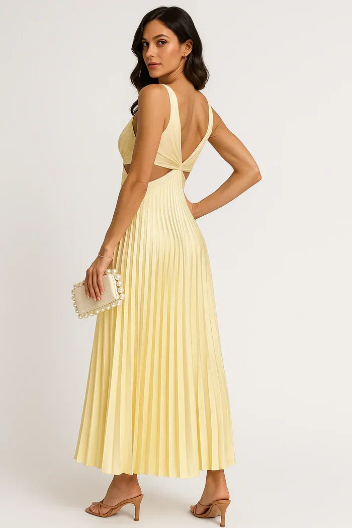 Cecilia | Vestido Largo Plisado Amarillo