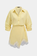 Silvia | Conjunto de Blusa de Rayas y Falda Celeste