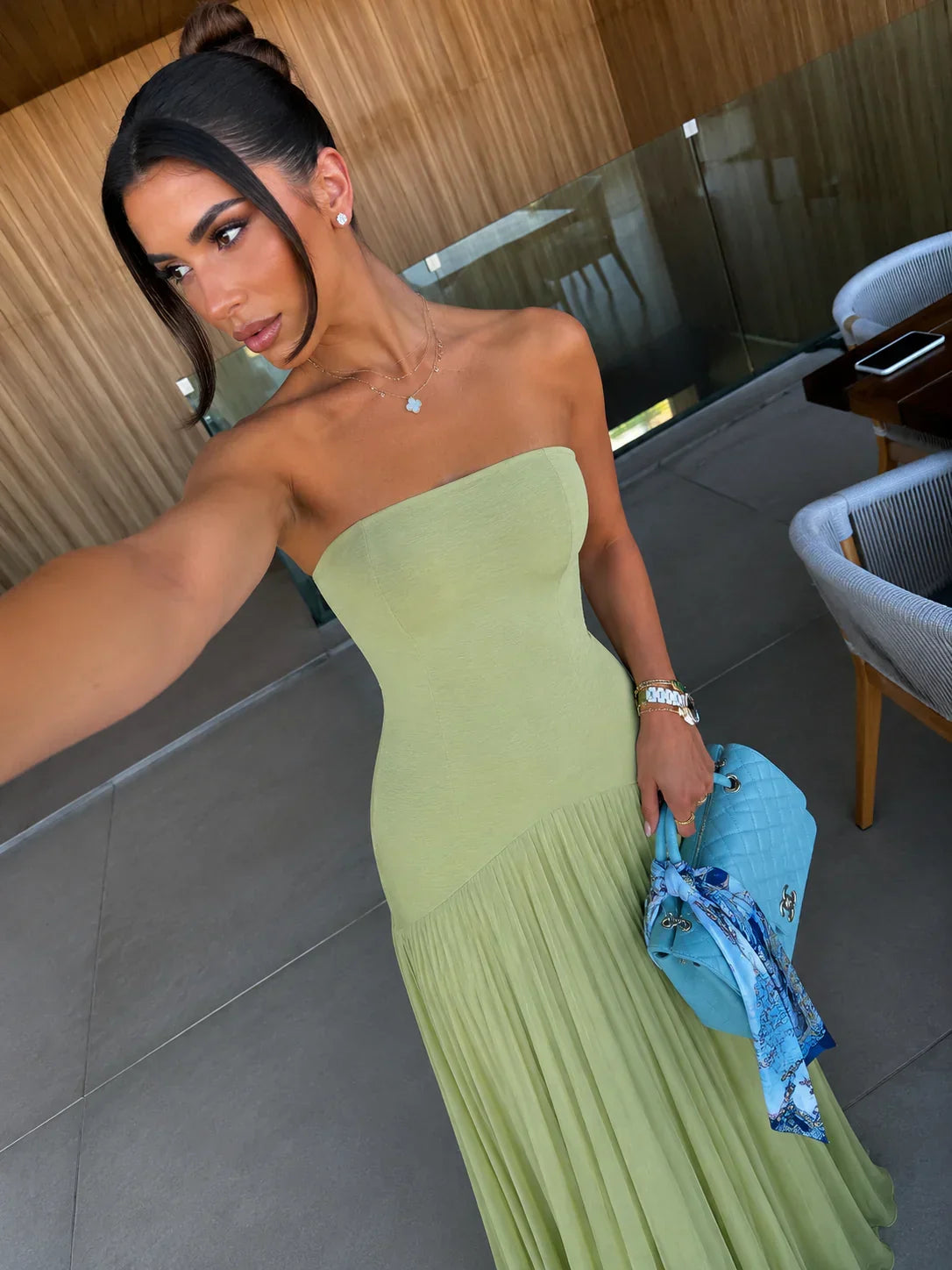 Josefina | Vestido Largo Fluido Verde Menta