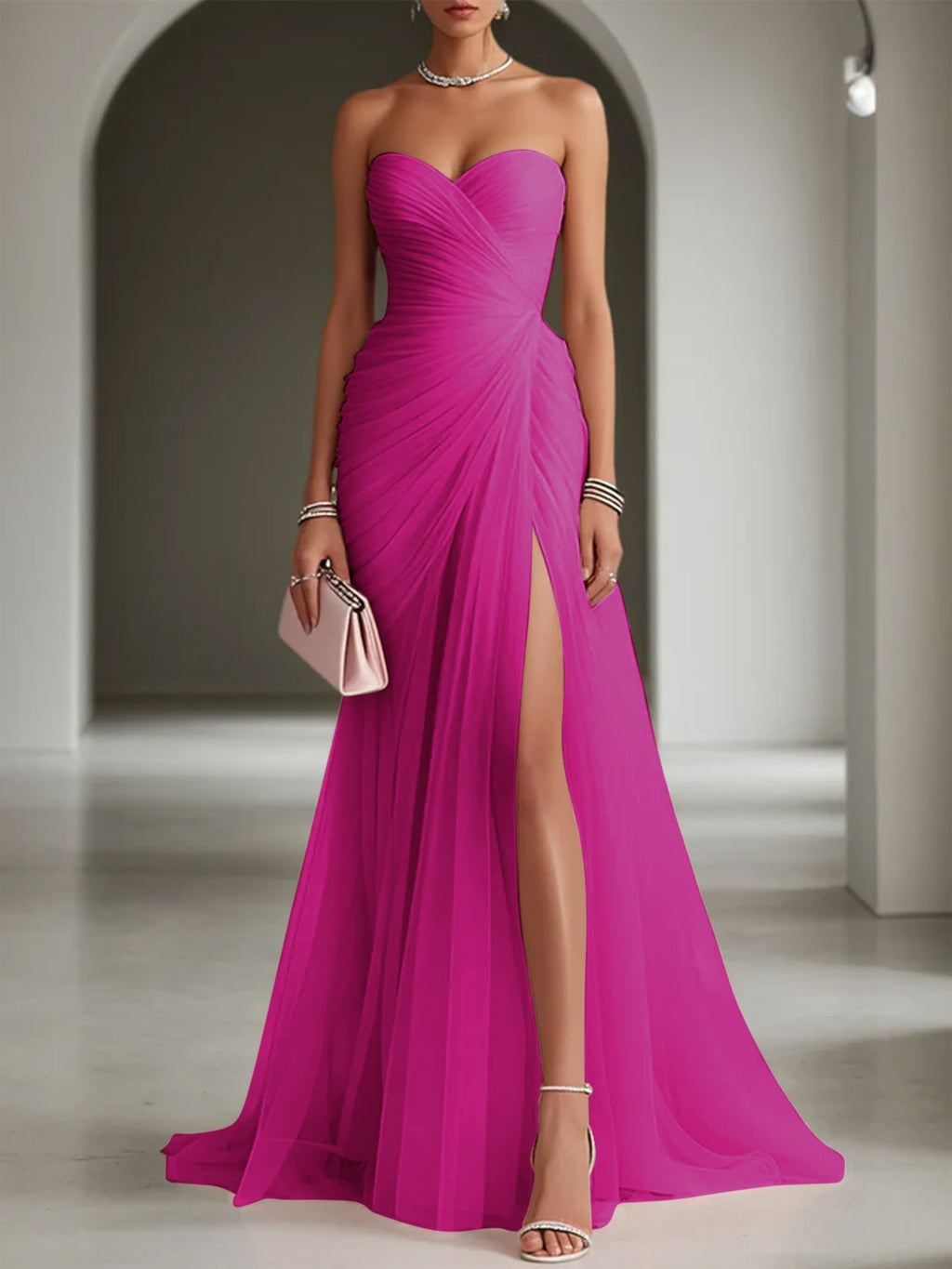 Ariadna | Vestido Largo de Fiesta con Drapeado y Abertura Lateral