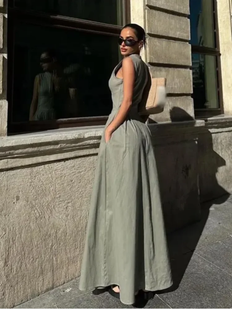 Victoria | Vestido Largo sin Mangas de Cintura Alta