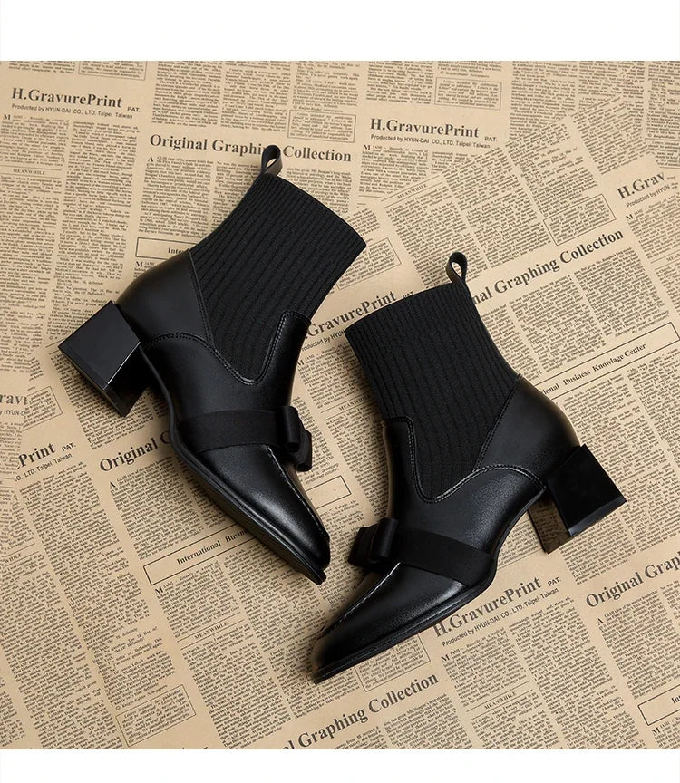 Rut | Bota con Lazo en Negro Liso o Aterciopelado