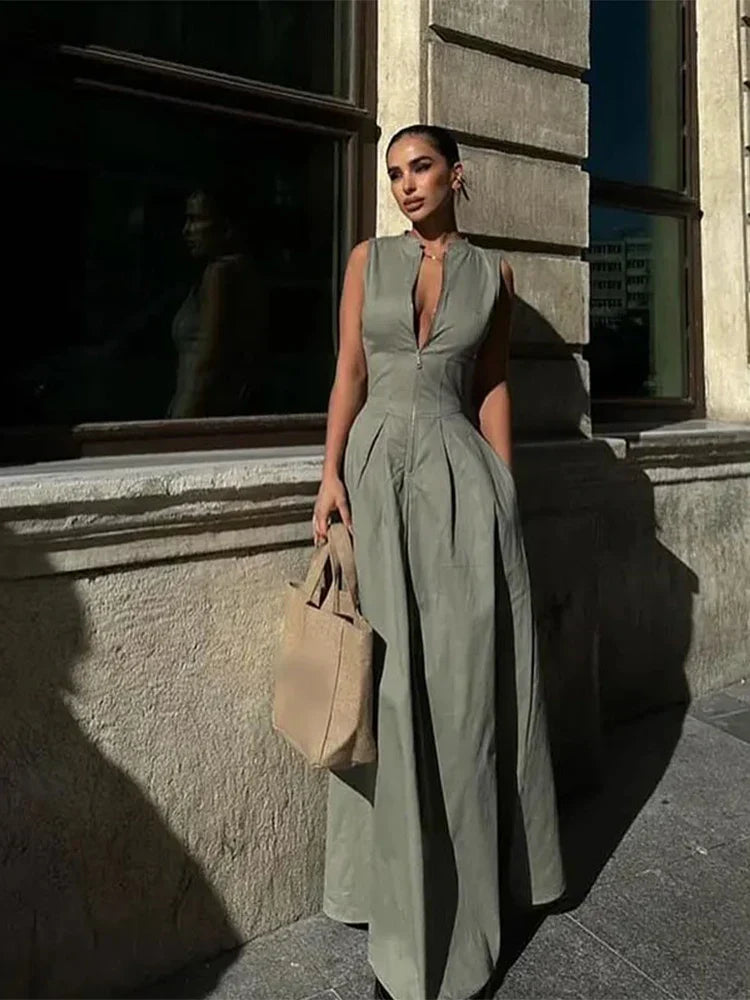 Victoria | Vestido Largo sin Mangas de Cintura Alta