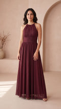 Estela | Vestido Largo de Fiesta con Brillo y Escote Halter