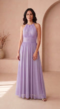 Estela | Vestido Largo de Fiesta con Brillo y Escote Halter