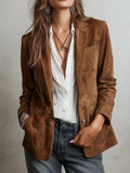 Cristina | Blazer Vintage Marrón con Costuras en Contraste