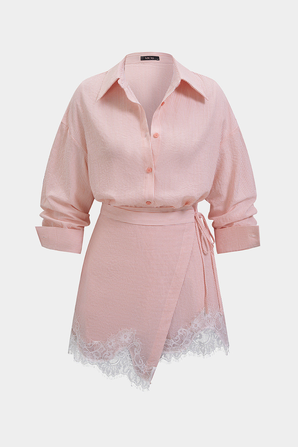 Silvia | Conjunto de Blusa de Rayas y Falda Celeste