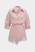 Silvia | Conjunto de Blusa de Rayas y Falda Celeste