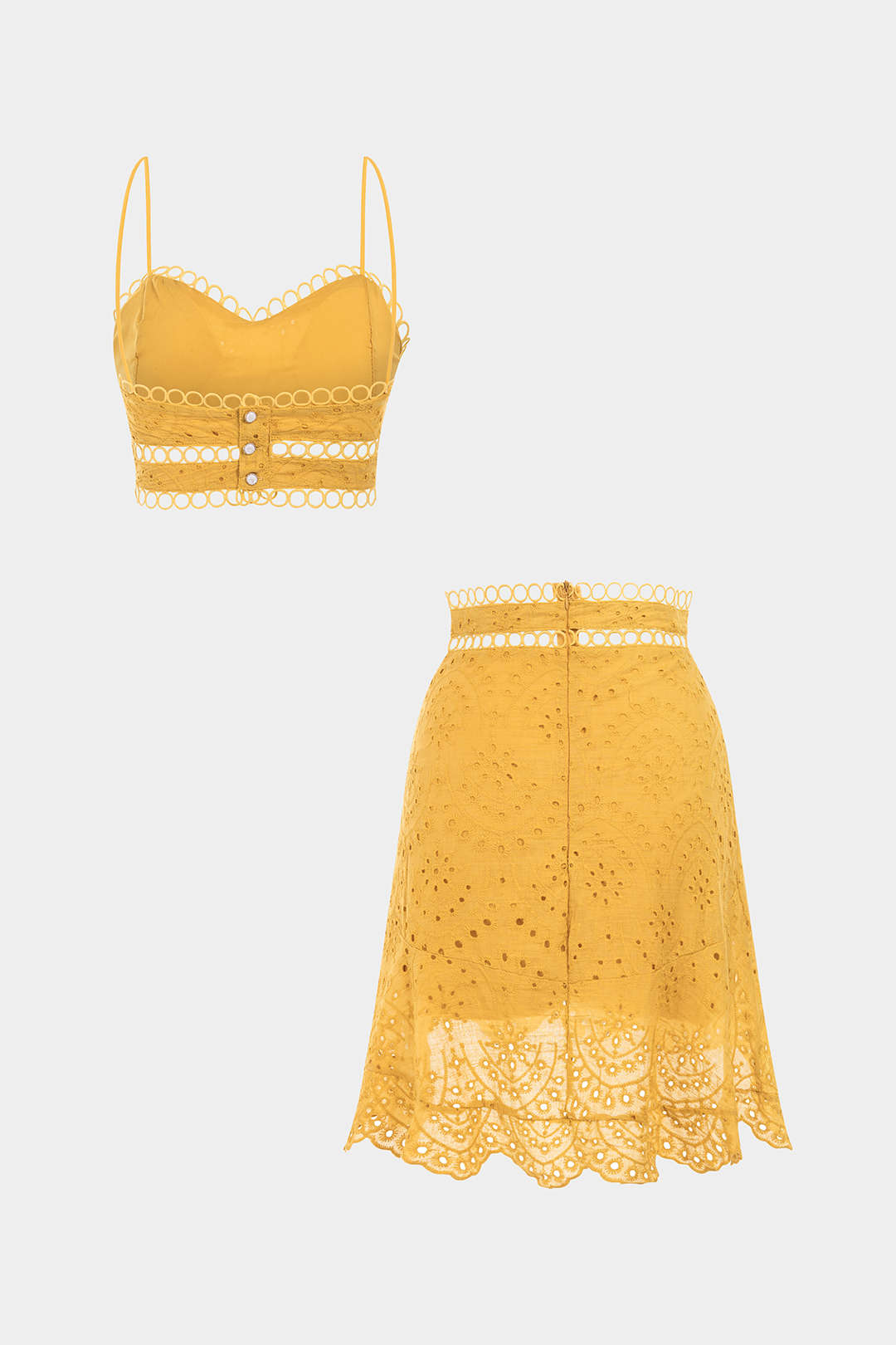 Teresa | Conjunto de Top Calado y Falda Amarillo
