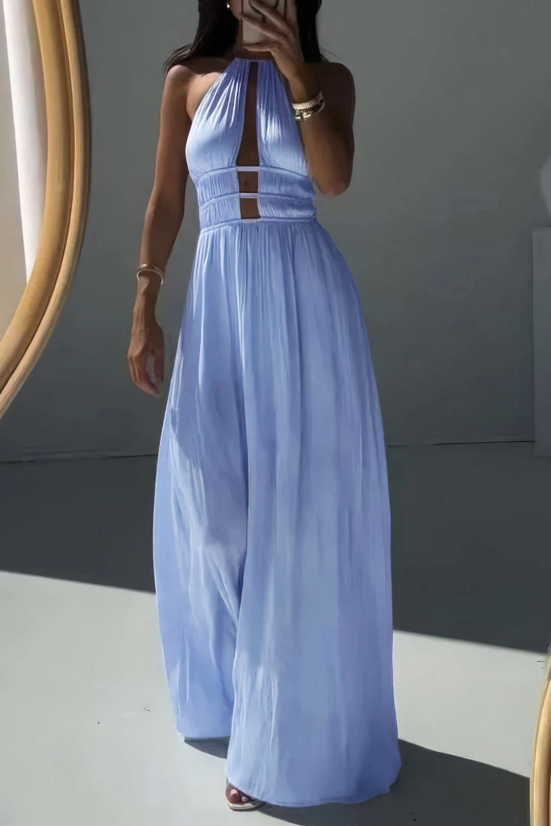 Beatriz | Vestido Largo Halter Calado Amarillo