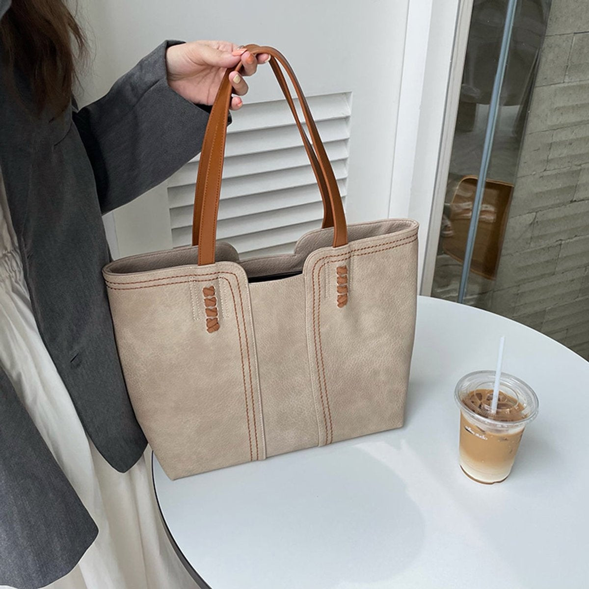 Carla | Bolso Tote de Cuero Sintético Shopper Grande