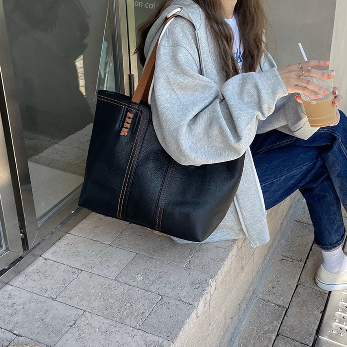 Carla | Bolso Tote de Cuero Sintético Shopper Grande