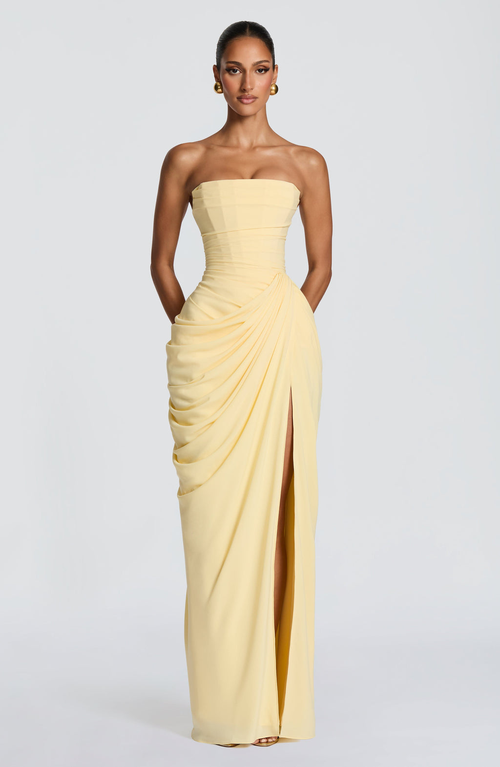 Margarita | Vestido Largo sin Tirantes Amarillo