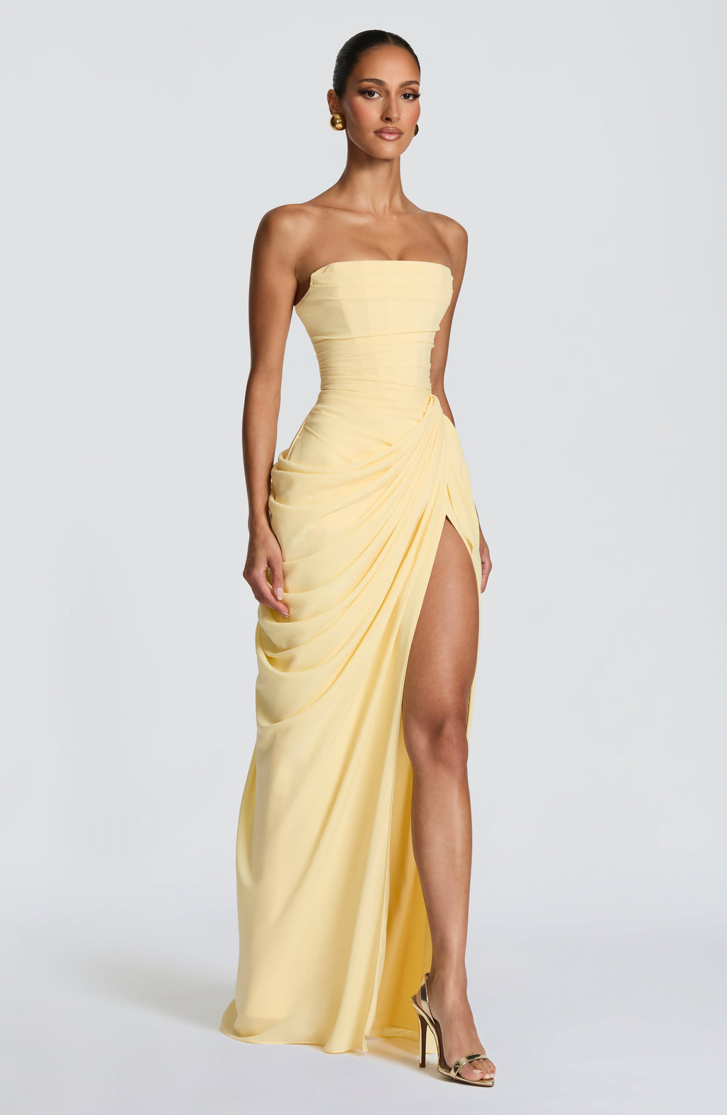 Margarita | Vestido Largo sin Tirantes Amarillo