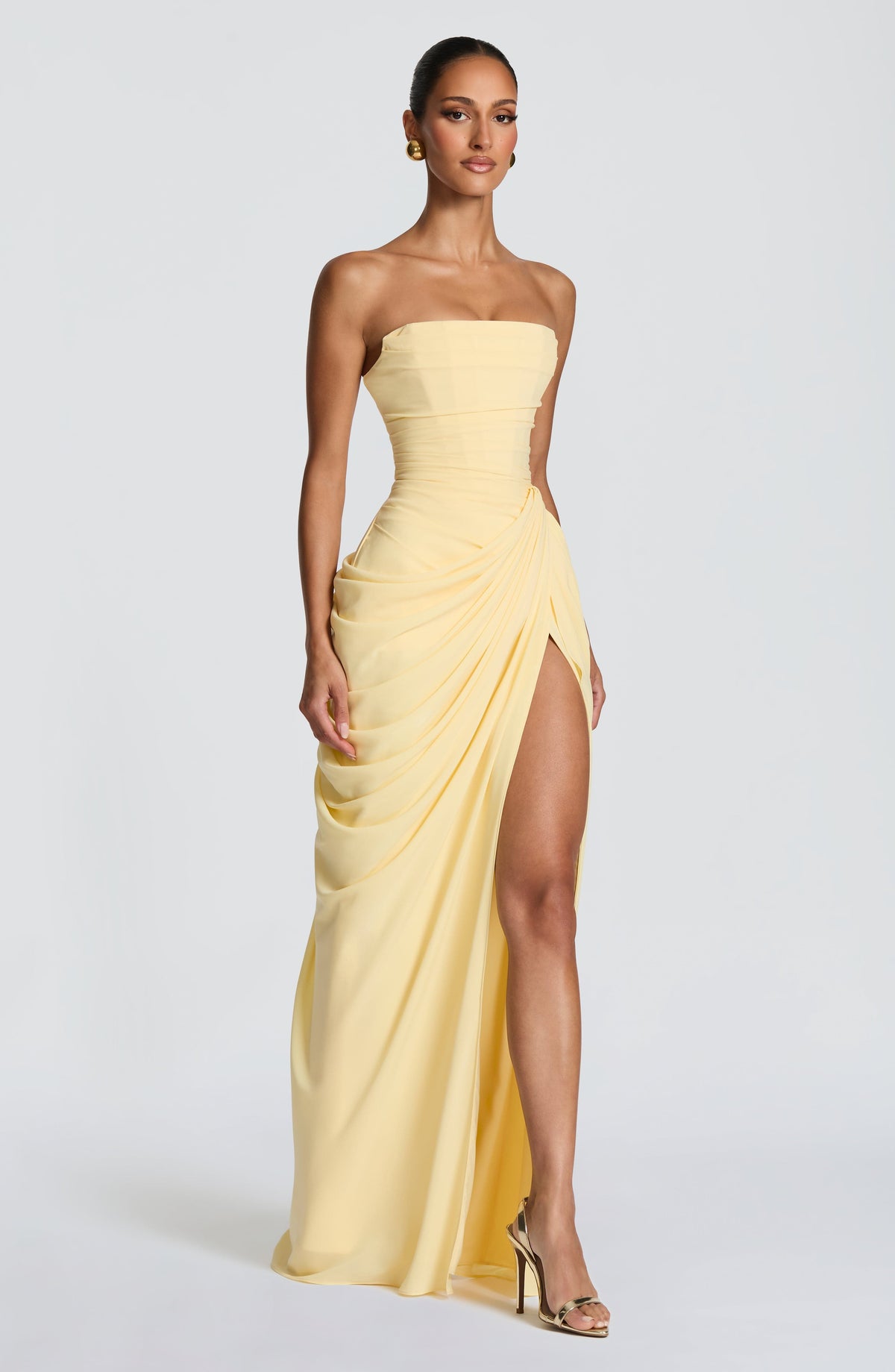Margarita | Vestido Largo sin Tirantes Amarillo
