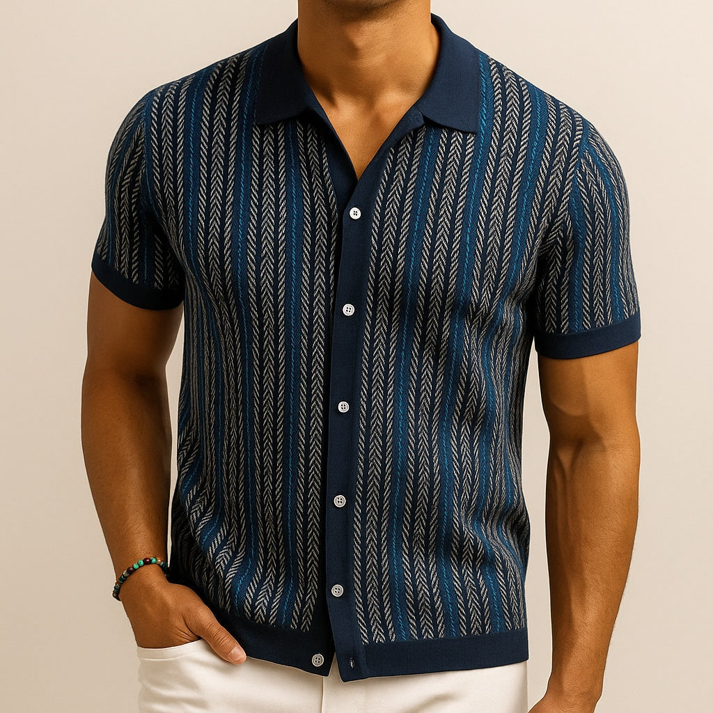 Diego | Camisa Estampada de Manga Corta Hombre Botones