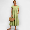 Dolores | Vestido Midi Casual con Bolsillos Mujer Manga Corta