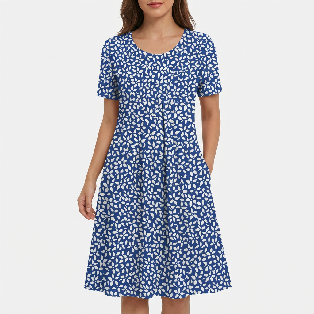 Lola | Vestido Midi Floral Mujer Manga Corta Bolsillos Corte A