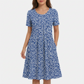 Lola | Vestido Midi Floral Mujer Manga Corta Bolsillos Corte A