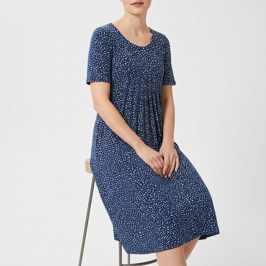Lola | Vestido Midi Floral Mujer Manga Corta Bolsillos Corte A