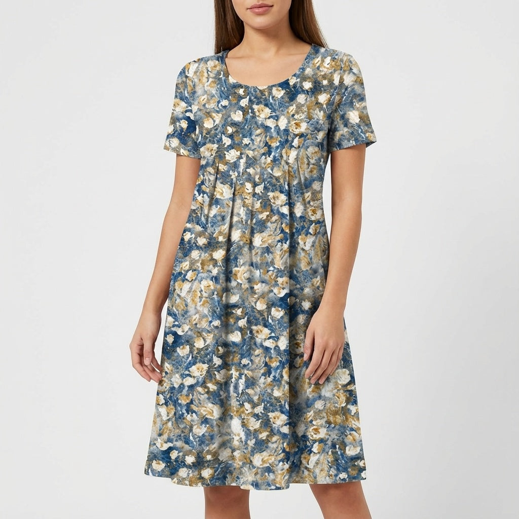 Lola | Vestido Midi Floral Mujer Manga Corta Bolsillos Corte A