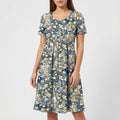 Lola | Vestido Midi Floral Mujer Manga Corta Bolsillos Corte A