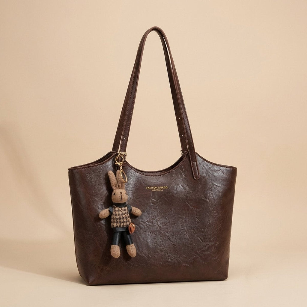 Macarena | Bolso Tote de Cuero Vegano Grande con Colgante