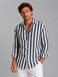 Martí | Camisa de Lino de Manga Larga Hombre Rayas