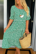 Pilar | Vestido Midi de Verano de Lunares con Volantes Mujer