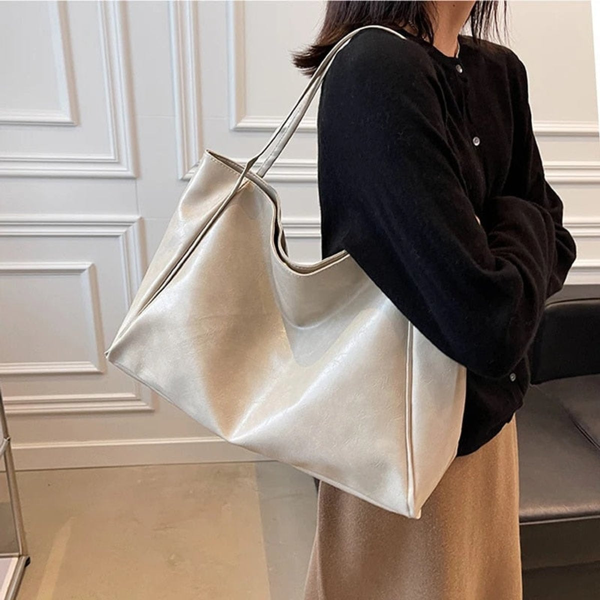 Rebeca | Bolso Tote de Piel Sintética Grande Shopper