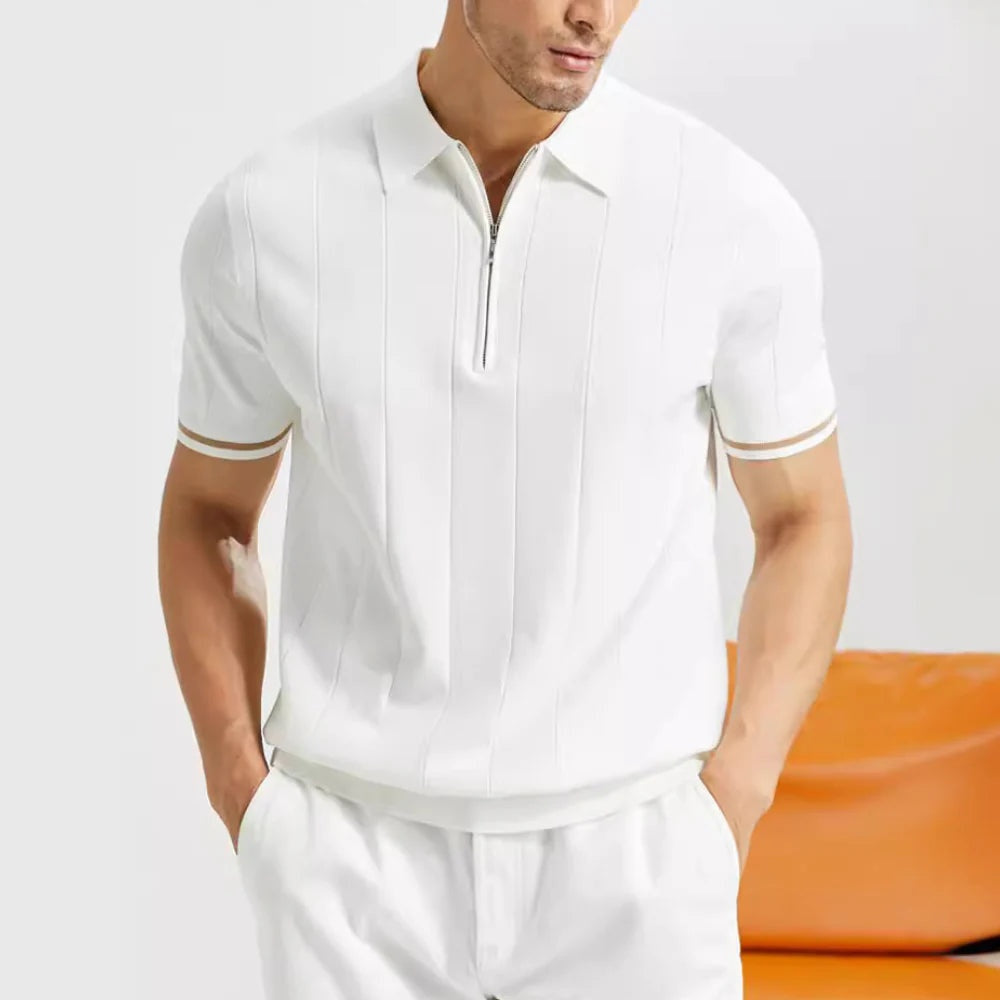 Alonso | Polo de Punto con Cremallera Hombre Manga Corta