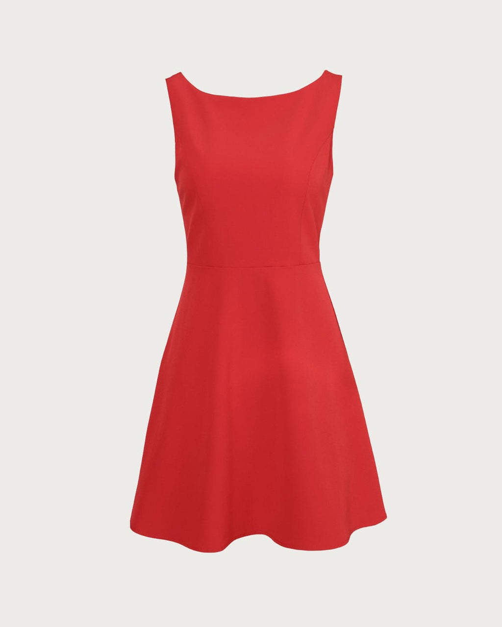 Lourdes | Vestido Corto Rojo Sin Mangas con Escote Barco y Cintura Alta