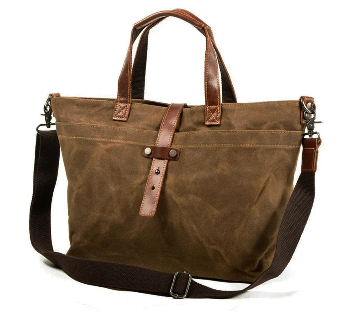 Triana | Bolso Tote de Lona Encerada con Detalles de Cuero y Bandolera