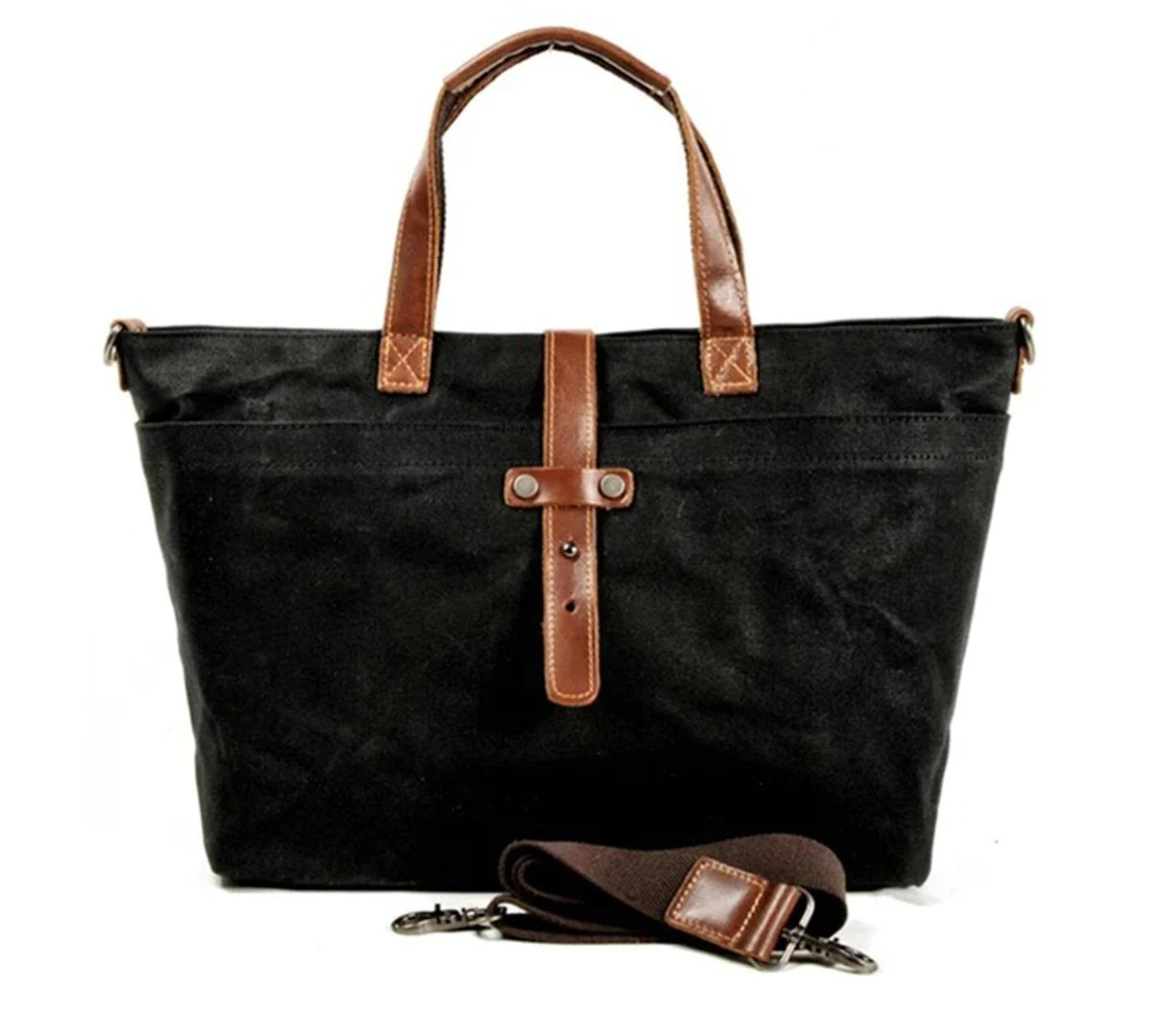 Triana | Bolso Tote de Lona Encerada con Detalles de Cuero y Bandolera