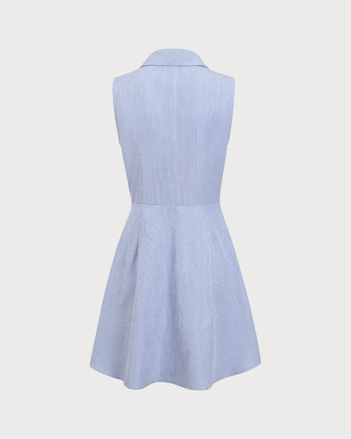 Fátima | Vestido Corto Azul de Rayas con Botones