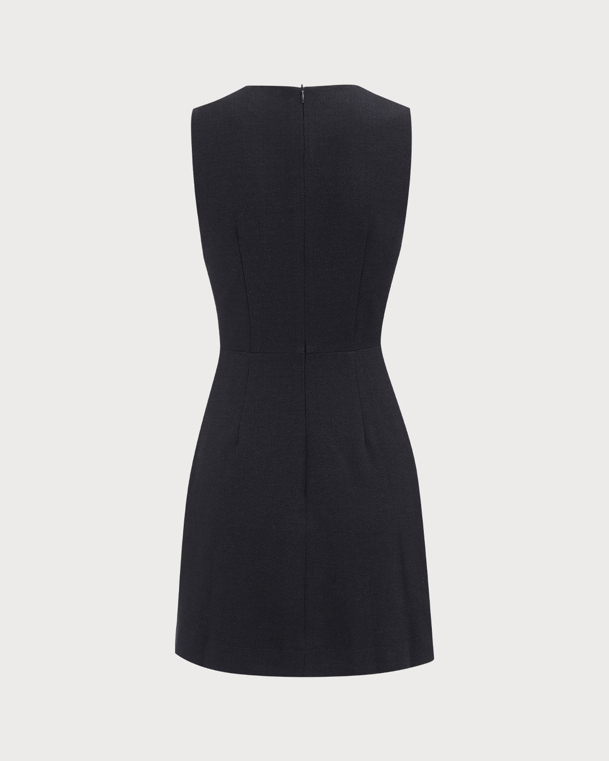 Mónica | Vestido Corto Negro Sin Mangas con Escote en V